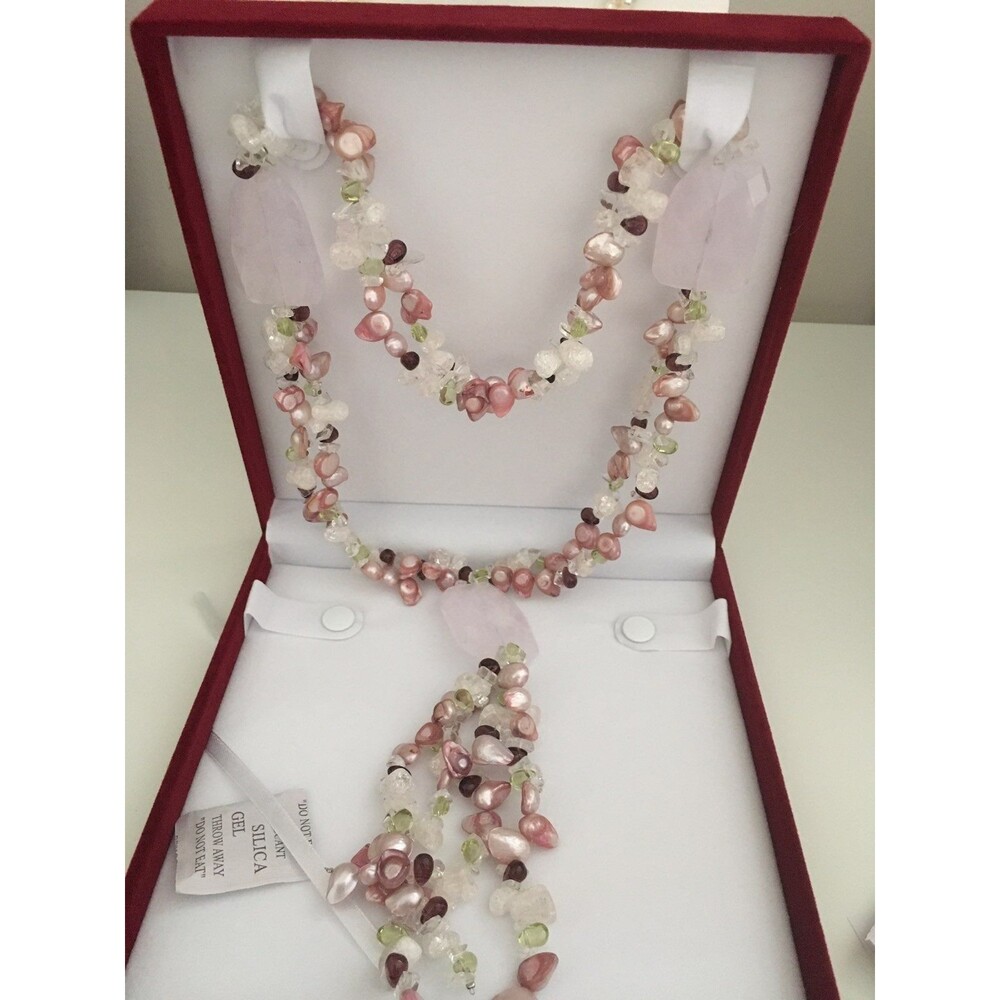 Designer Baroque pearl necklace w crysta